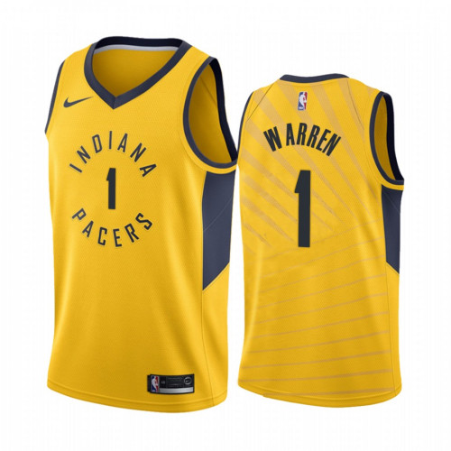 Men's Indiana Pacers #1 T.J. Warren Yellow Stitched Jersey